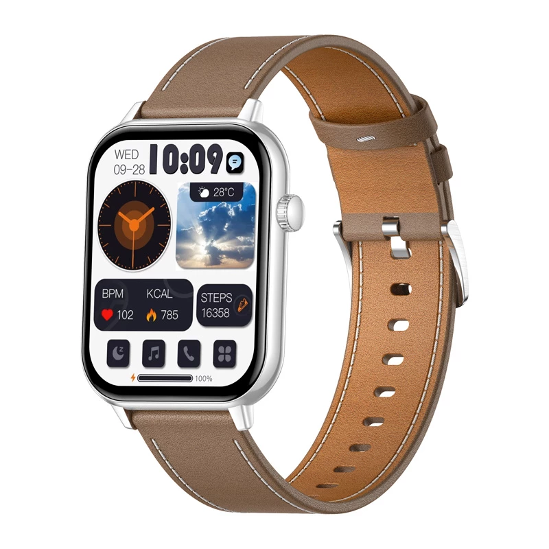 COLMI C28 Smartwatch – sidabrinis + rudos odos dirželis