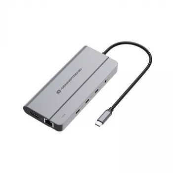 Conceptronic DONN34G 10-in-1 USB 3.2 Gen 2 MST dokas, 4K60Hz HDMI, 8K30Hz DisplayPort, GbE, USB-C 10Gbps x 3, USB-A 480Mbps x 2, Audio, 100W USB PD