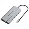 Conceptronic DONN34G 10-in-1 USB 3.2 Gen 2 MST dokas, 4K60Hz HDMI, 8K30Hz DisplayPort, GbE, USB-C 10Gbps x 3, USB-A 480Mbps x 2, Audio, 100W USB PD
