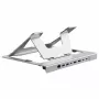 Conceptronic DONN35S Laptop stovas su 7-in-1 USB-C doko stotele, Dual HDMI 4K60Hz, GbE, USB-C 5Gbps, 2x USB-A, 100W PD, sidabrinis