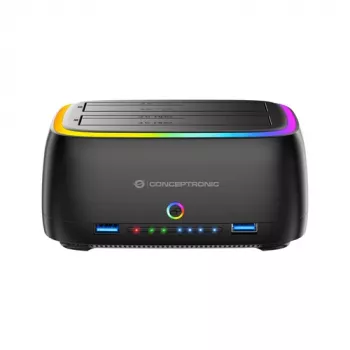 Conceptronic DONN36B 2-jų diskų SATA HDD/SSD dokų stotelė, USB 3.0, 2x USB-A, juoda