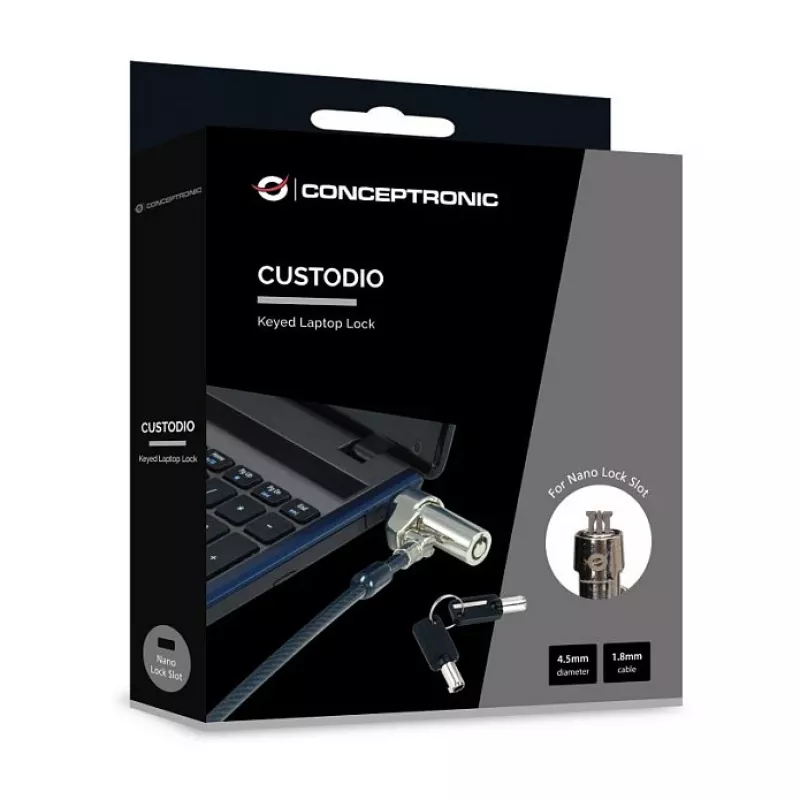 Conceptronic NBT nešiojamojo kompiuterio kombinacinis spynos užraktas Nano Security Slot 1,8 m