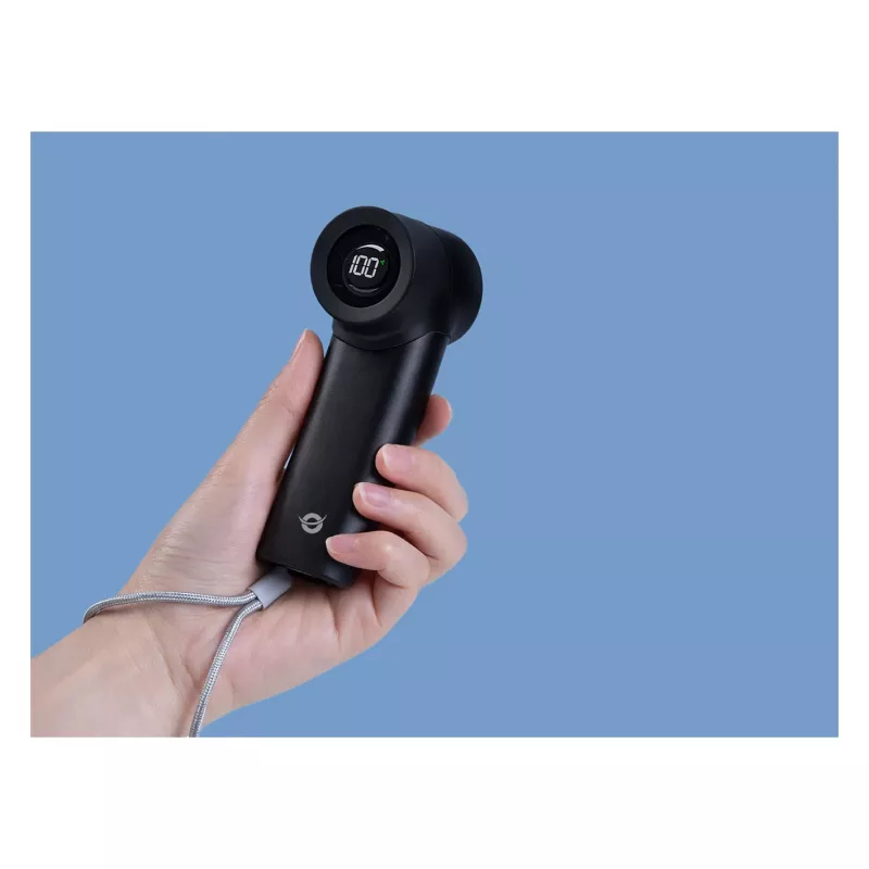 CONCEPTRONIC Turbo Rankinis Ventiliatorius Juodas USB-C į USB-A Aliuminis 5V 3 Greičiai Įkraunamas 2000mAh