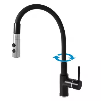 CONTIPRO Alveus DSE virtuvės maišytuvas su lanksčia silikonine išleidimo anga, chromuotas/žalvarinis, vienos svirties, montuojamas ant stalviršio per vieną angą, sukamas 360°, DSE919.5/12CMATC