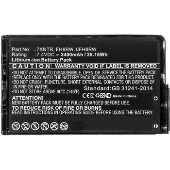 CoreParts MBXDE-BA0184 pakaitinė baterija, skirta Dell Latitude 12 7202 / 7202 Rugged Tablet - 7,6V 3400mAh 25,84Wh Li-Ion 2 celių juoda