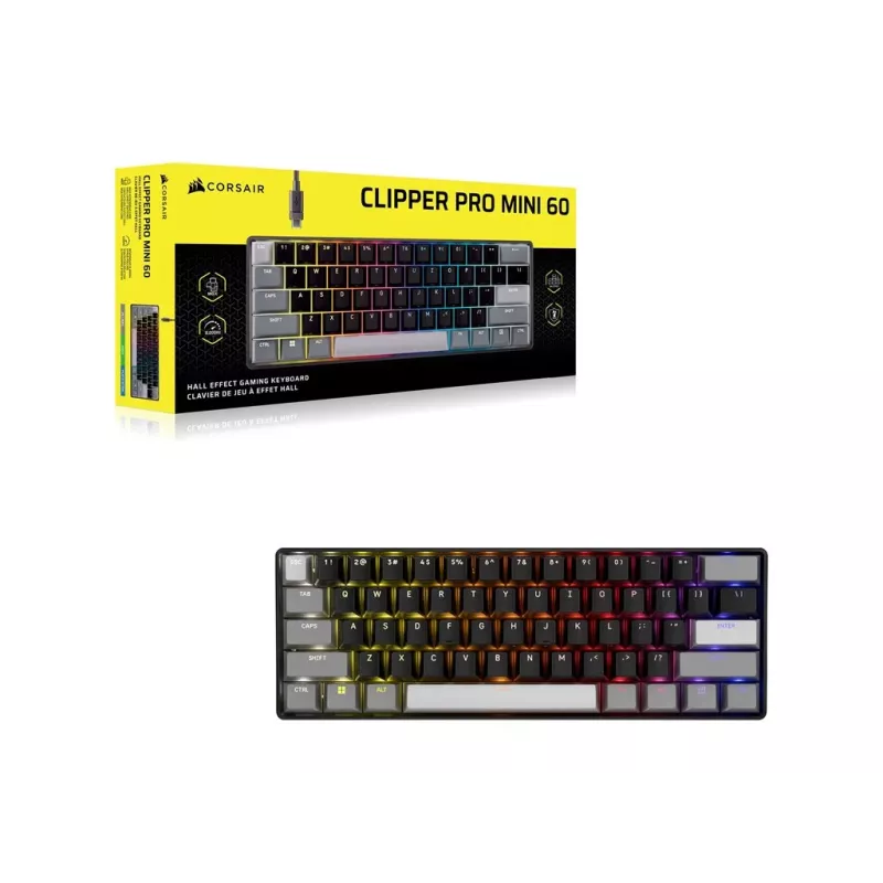 CORSAIR CLIPPER PRO MINI 60 Hall Effect žaidimų klaviatūra juoda