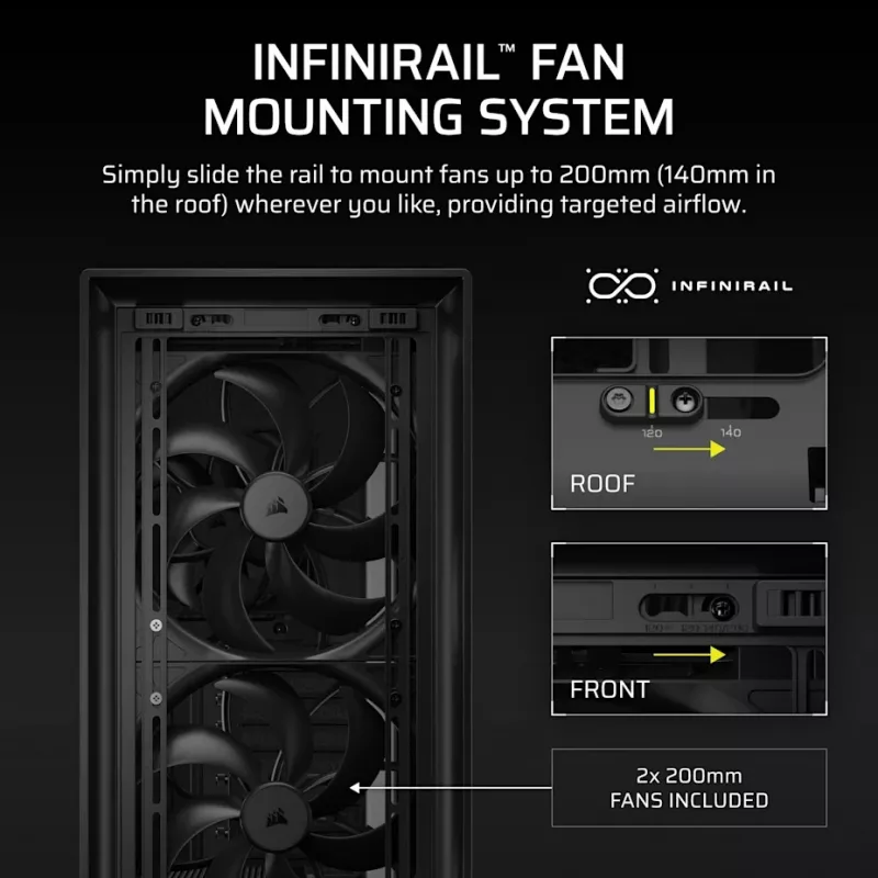 Corsair FRAME 5000D WOOD RS Vidutinis Bokštas Kompiuterio Korpusas, Juodas/Riešutmedis, E-ATX, ATX, Micro-ATX, Mini-ITX, Plienas/Grūdintas Stiklas/Plastikas/Riešutmedžio Mediena, Žaidimams