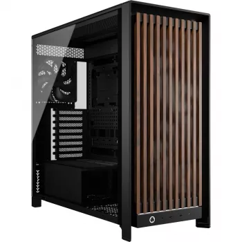 Corsair FRAME 5000D WOOD RS Vidutinis Bokštas Kompiuterio Korpusas, Juodas/Riešutmedis, E-ATX, ATX, Micro-ATX, Mini-ITX, Plienas/Grūdintas Stiklas/Plastikas/Riešutmedžio Mediena, Žaidimams