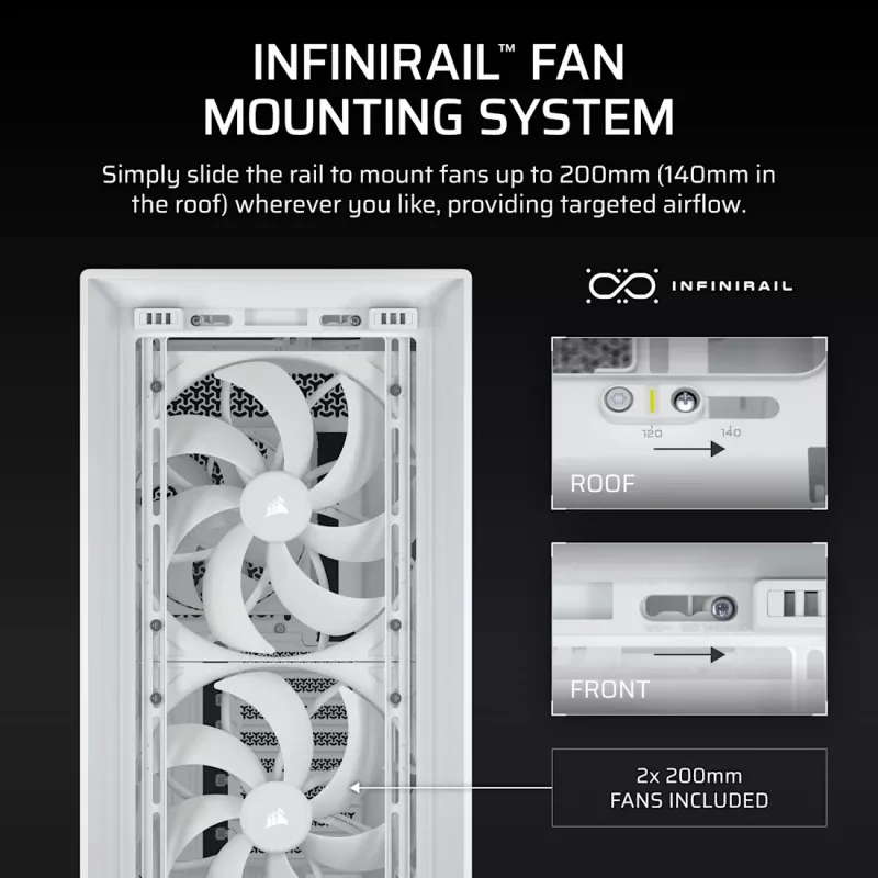 Corsair FRAME 5000D WOOD RS Mid-Tower PC Case, White/Walnut, Tempered Glass, ATX, E-ATX, Micro-ATX, Mini-ITX, Steel/Plastic, Gaming