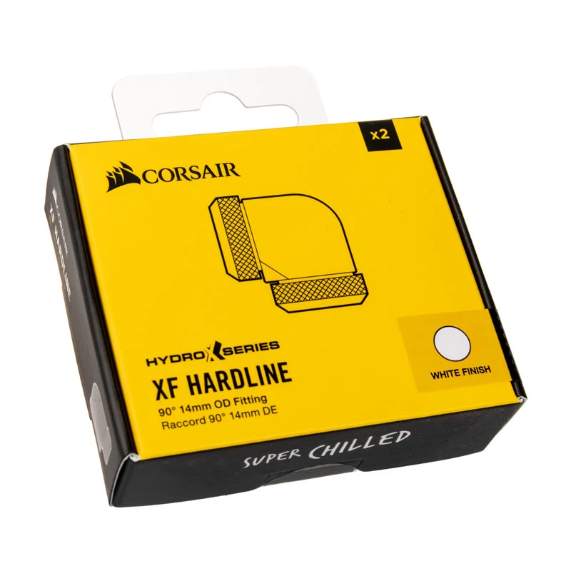 Corsair Hydro X Series XF Hardline 90° 14mm OD - Angled Mounting Adapter for Liquid Cooling System - White (Pack of 2)