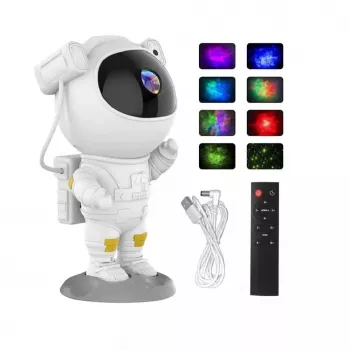 CP 3D Astronaut 360° besisukanti galva Žvaigždėto dangaus ir ūko projektorius su nuotolinio valdymo pulteliu Baltas