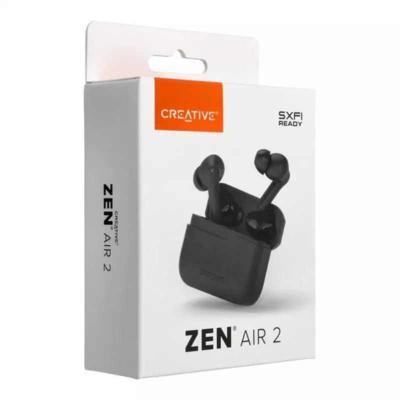 Creative Zen Air 2 tikrai belaidės ausinės su hibridiniu ANC, juodos