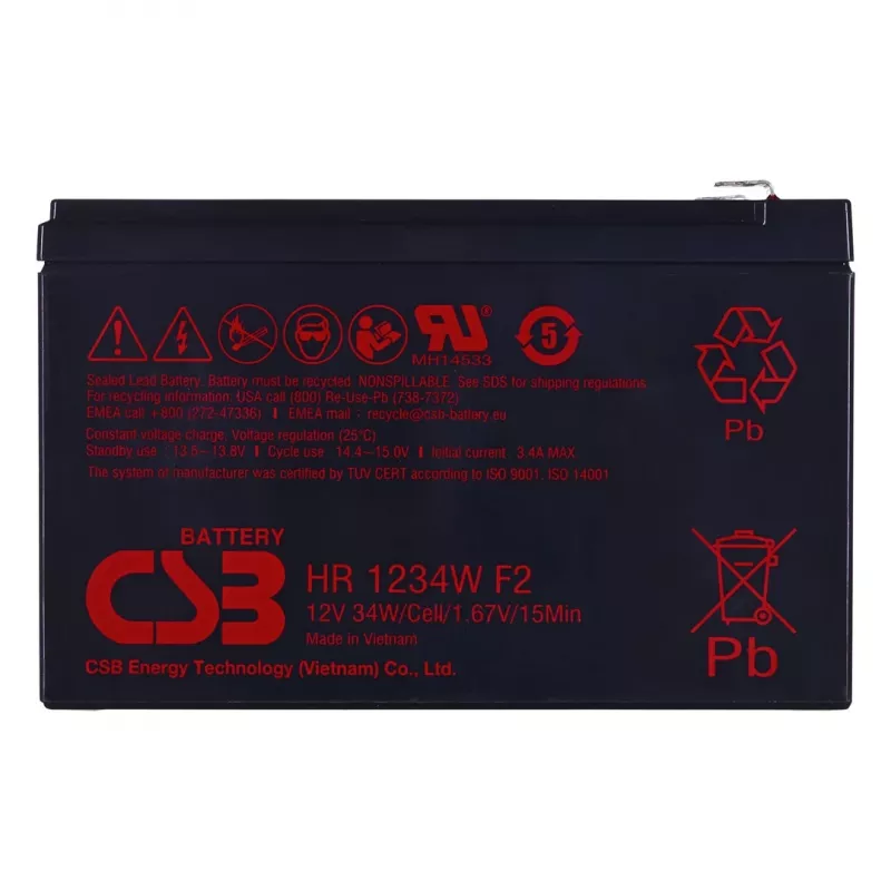 CSB HR1234WF2 12V 9Ah VRLA AGM baterija su F2 gnybtais