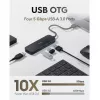 Cudy UH40A PortMate USB-A į 4 prievadų USB 3.0 šakotuvas 5Gbps Tik duomenims Plastikinis Kompaktiškas Juodas