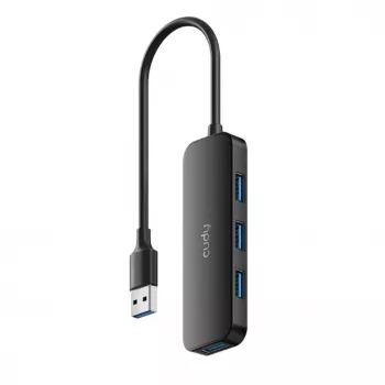 Cudy UH40A PortMate USB-A į 4 prievadų USB 3.0 šakotuvas 5Gbps Tik duomenims Plastikinis Kompaktiškas Juodas