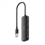 Cudy UH40A PortMate USB-A į 4 prievadų USB 3.0 šakotuvas 5Gbps Tik duomenims Plastikinis Kompaktiškas Juodas