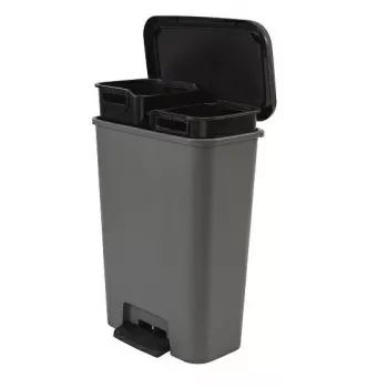 CURVER Decobin Duo Pedalinis Šiukšlių Kibiras 23+23L Tamsiai Pilka/Juoda