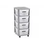 Curver Infinity knygų lentyna ant ratukų 4x11L Openwork pilka/balta