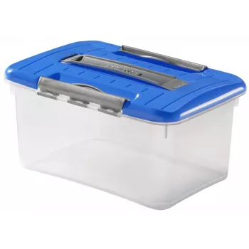 Curver Optima 15L dėžė su dangčiu ir rankena, permatoma/mėlyna