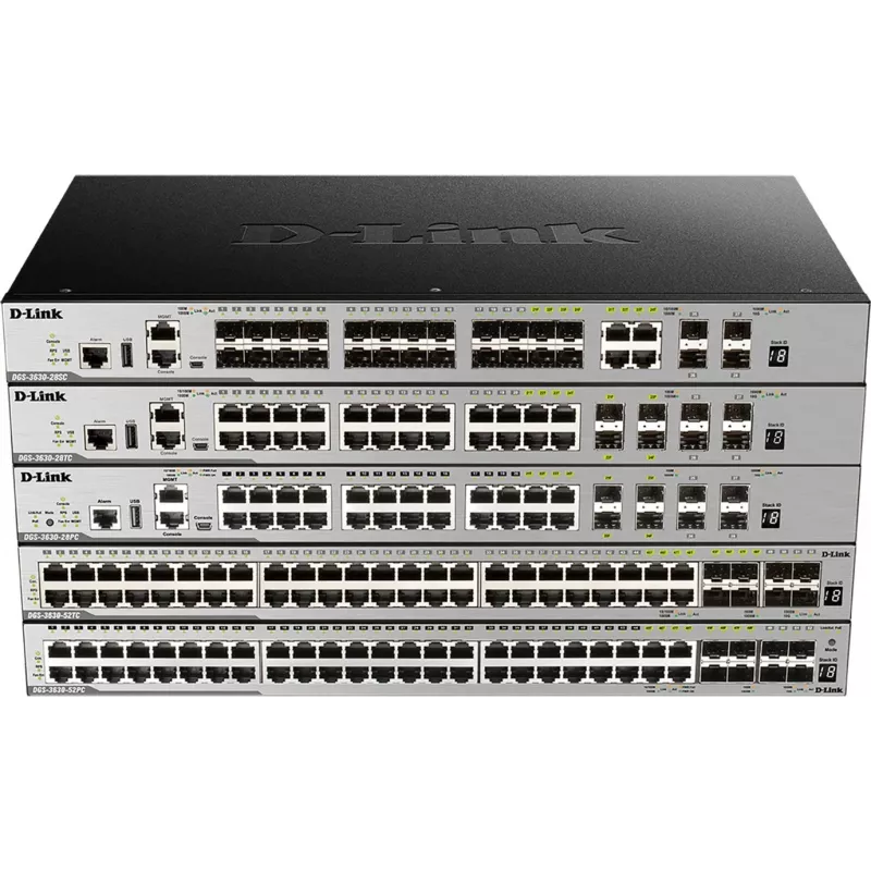 D-Link DGS-3630-52TC L3 valdomas stackuojamas tinklo jungiklis - 48x Gigabit + 4x 10G SFP+, Rackmount