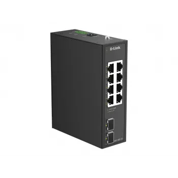 D-Link DIS-100G-10 – 10 prievadų gigabitinės pramoninės paskirties nevaldomas komutatorius, 8x RJ45 + 2x SFP