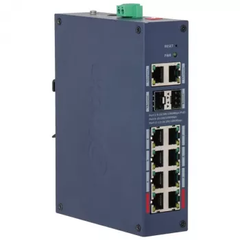 DAHUA CHS4212-8GT-110 Valdomas pramoninis PoE jungiklis, 8 prievadai Gigabit + 2 SFP, 110W