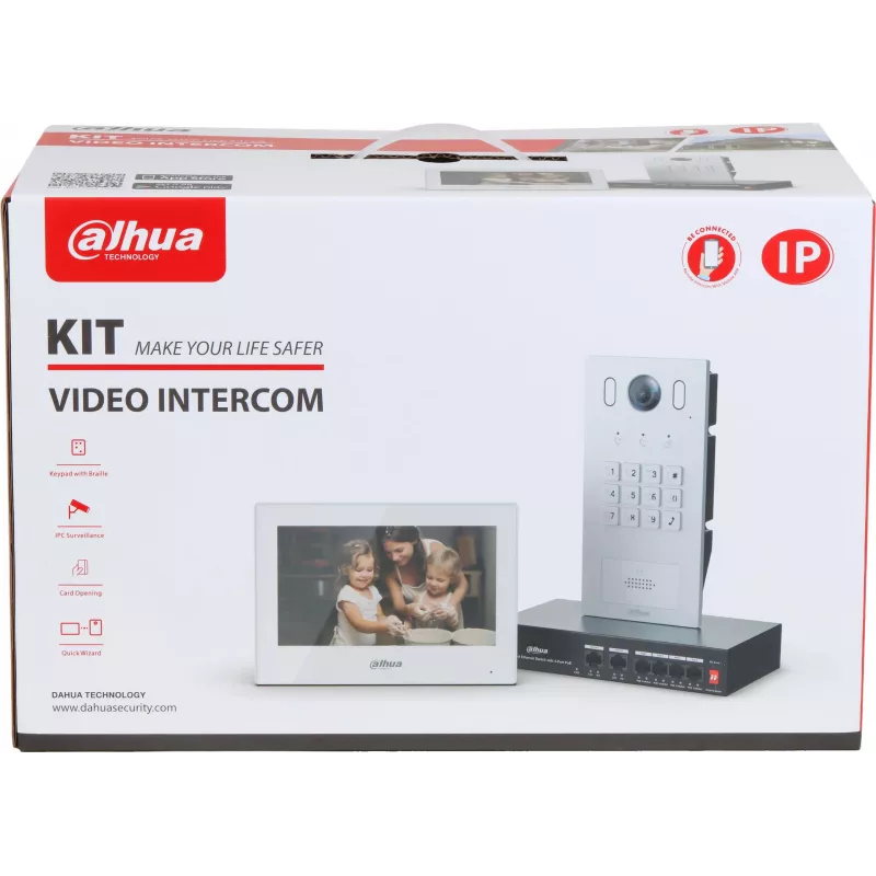 DAHUA KTP05(F) 2 laidų IP vaizdo domofono rinkinys su 7 inch jutikliniu ekranu, 2MP lauko stotele ir maitinimo šaltiniu