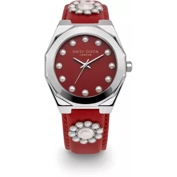 Daisy Dixon Women's DD136PS Analogue Quartz Watch - 36mm Rose Gold Tone Case, Pink Dial, Pink Faux Leather Strap
