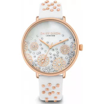 Daisy Dixon Moteriškas laikrodis DD111WRG 38mm Rožinio aukso spalvos Pilka dirbtinė oda