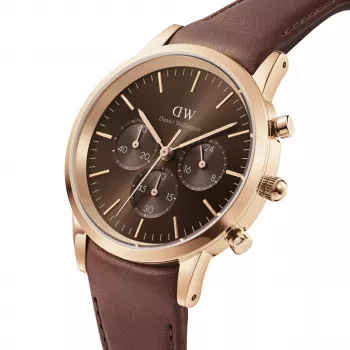 Daniel Wellington Classic 42mm Vyriškas Laikrodis DW00100640 - Rožinio aukso korpusas, juodas ciferblatas, juodas odinis dirželis