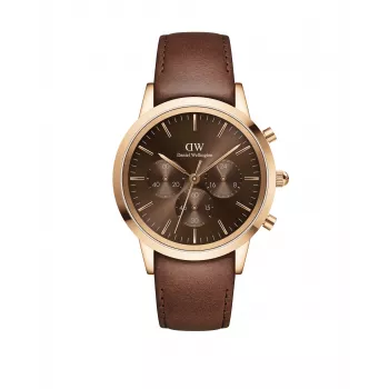 Daniel Wellington Classic 42mm Vyriškas Laikrodis DW00100640 - Rožinio aukso korpusas, juodas ciferblatas, juodas odinis dirželis