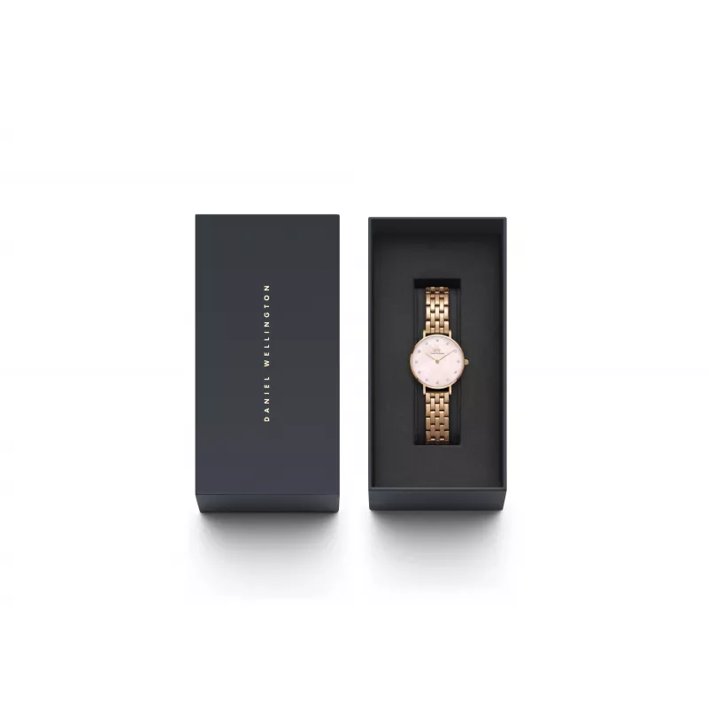 DANIEL WELLINGTON Petite Lumine Moteriškas Laikrodis 28mm Rožinis Auksas Nerūdijančio Plieno Tinklelis DW00100617
