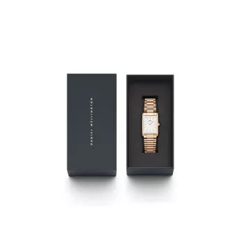 DANIEL WELLINGTON Petite Melrose Moteriškas Laikrodis 35mm Rožinis Auksas Nerūdijančio Plieno Tinklelis DW00100702