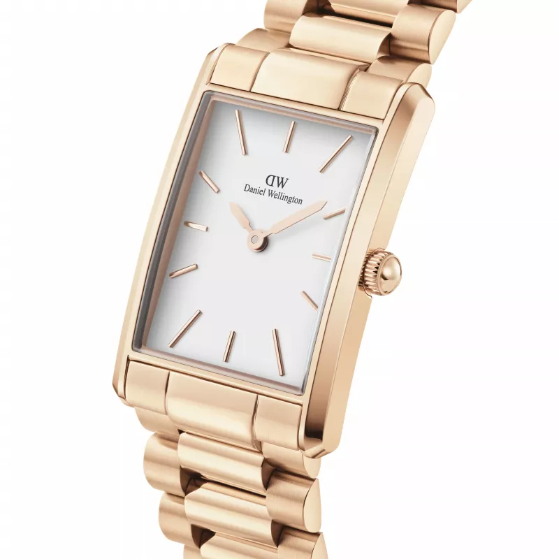 DANIEL WELLINGTON Petite Melrose Moteriškas Laikrodis 35mm Rožinis Auksas Nerūdijančio Plieno Tinklelis DW00100702