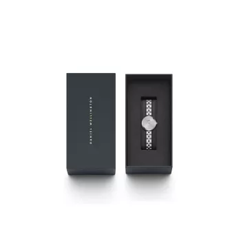 Daniel Wellington Quadro Mini Pressed Sheffield Moteriškas Laikrodis DW00100719 - 22mm Rožinio Aukso Nerūdijančio Plieno Korpusas, Kreminės Baltos Spalvos Ciferblatas, Juodas Itališkas Odinis Dirželis