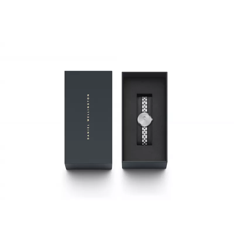 Daniel Wellington Quadro Mini Pressed Sheffield Moteriškas Laikrodis DW00100719 - 22mm Rožinio Aukso Nerūdijančio Plieno Korpusas, Kreminės Baltos Spalvos Ciferblatas, Juodas Itališkas Odinis Dirželis