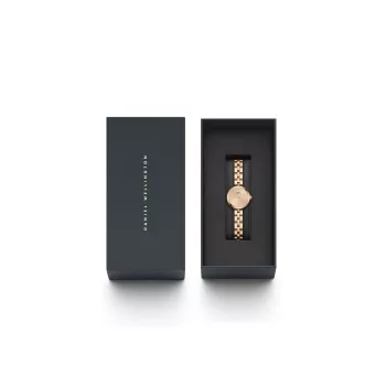 Daniel Wellington Quadro Moteriškas Laikrodis 22mm Rožinio Aukso Plieninis Korpusas Juodas Odinis Dirželis DW00100720