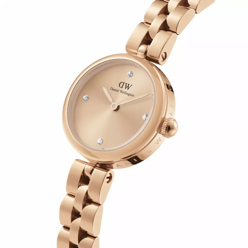 Daniel Wellington Quadro moteriškas laikrodis 22mm rožinio aukso nerūdijančio plieno korpusas juodas odinis dirželis DW00100720