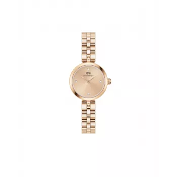 Daniel Wellington Quadro Moteriškas Laikrodis 22mm Rožinio Aukso Plieninis Korpusas Juodas Odinis Dirželis DW00100720