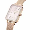 DANIEL WELLINGTON Quadro moteriškas laikrodis DW00100669 – 20 mm rožinio aukso spalvos korpusas, juodas odinis dirželis