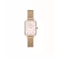 DANIEL WELLINGTON Quadro moteriškas laikrodis DW00100669 – 20 mm rožinio aukso spalvos korpusas, juodas odinis dirželis