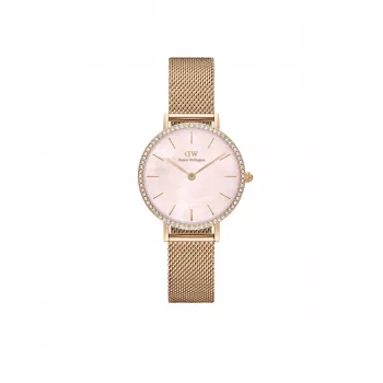 DANIEL WELLINGTON Moteriškas laikrodis DW00100663 28mm Rožinis auksas Nerūdijančio plieno tinklelis