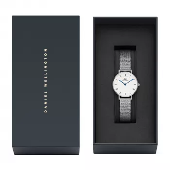 DANIEL WELLINGTON Moteriškas laikrodis DW00100684 28mm Sidabrinis nerūdijančio plieno tinklelis