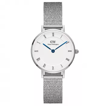 DANIEL WELLINGTON Moteriškas laikrodis DW00100684 28mm Sidabrinis nerūdijančio plieno tinklelis