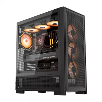 DarkFlash AIRNOVA Big Tower kompiuterio korpusas, E-ATX, 3 x 120 mm ventiliatoriai, USB-C Gen2, juodas