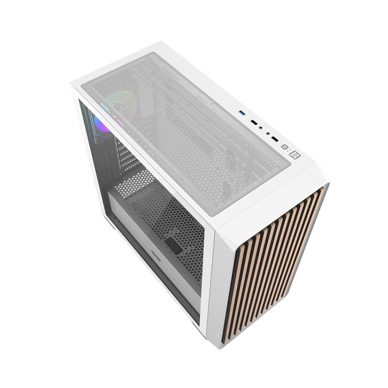 Darkflash DS900WD ATX vidutinio bokšto kompiuterio korpusas (baltas) su 4 ARGB ventiliatoriais ir grūdinto stiklo šonine sienele