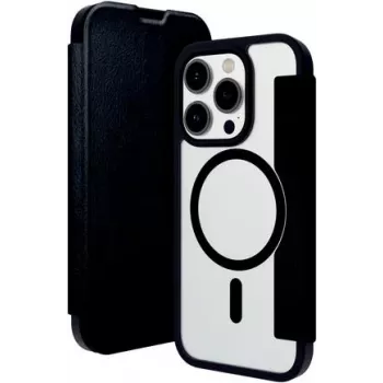 dbramante1928 Helsinki MagSafe Folio dėklas iPhone 15 Pro, juodos odos su 3 kortelių skyriais HE61CLBL1882