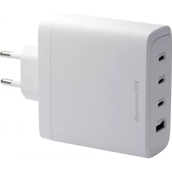 DBRAMANTE1928 Re-Charge GaN sieninis įkroviklis 140W – 4 prievadai (3x USB-C, 1x USB-A) – baltas