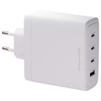 DBRAMANTE1928 Re-Charge GaN sieninis įkroviklis 140W – 4 prievadai (3x USB-C, 1x USB-A) – baltas