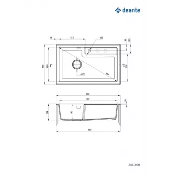 DEANTE 1-Bowl Granite Composite Kitchen Sink Black 780x500mm